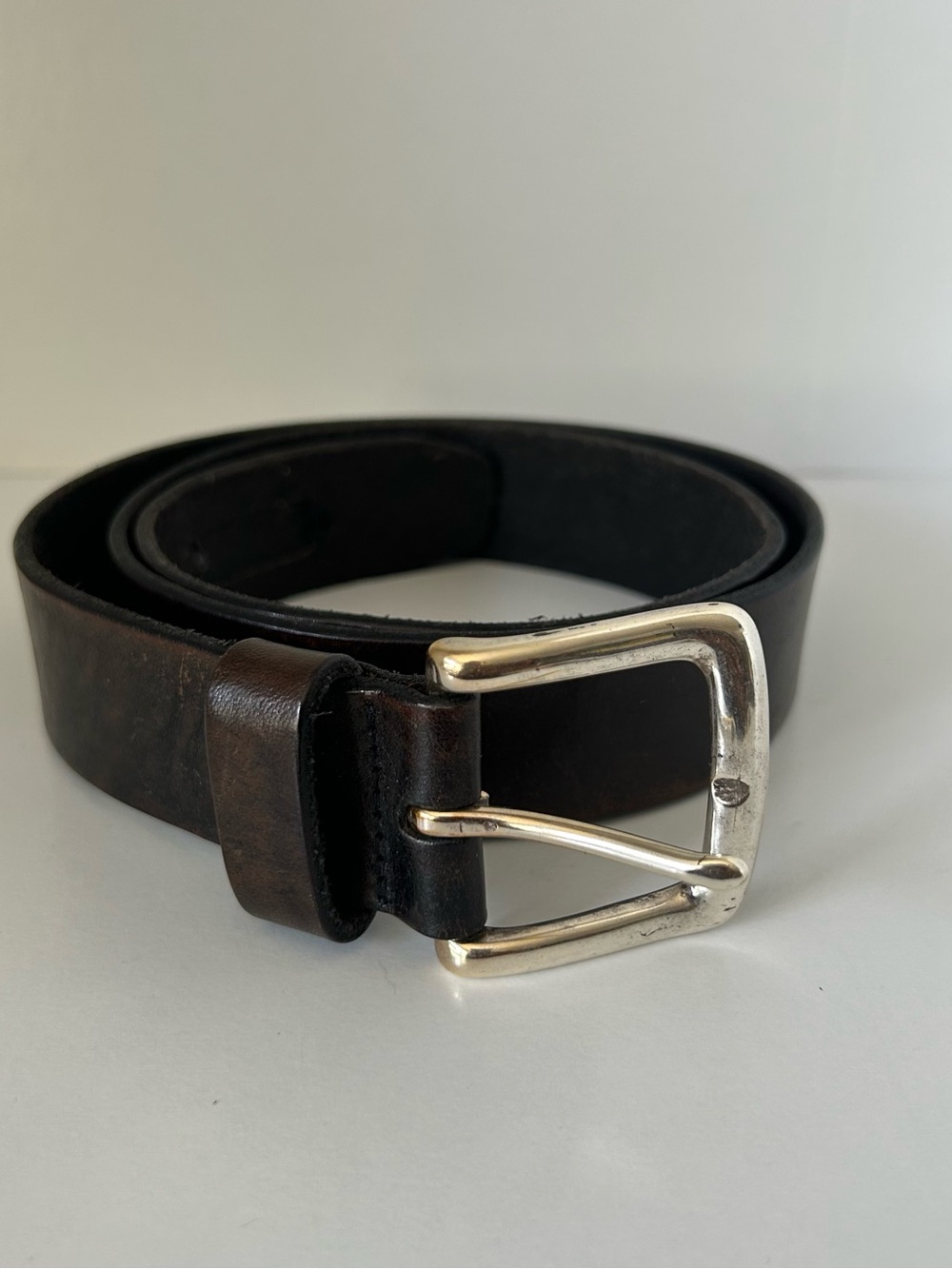 Lauren Ralph Lauren Brown Leather Belt with Silver Buckle